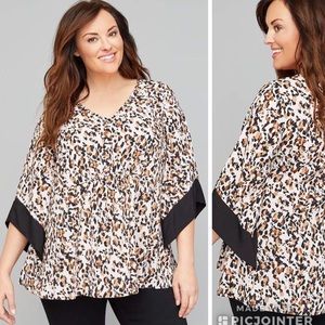Lane Bryant Scarf Sleeve Kimono Top Leopard